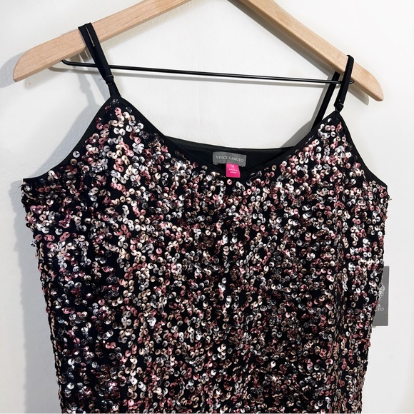 Vince Camuto Gilded Rose Sequin Adjustable Spaghetti Strap Night Out Tank - Picture 9 of 10